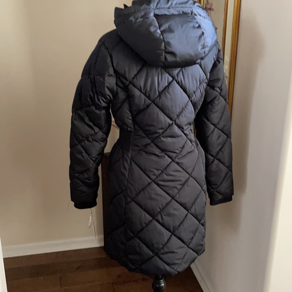 Rainforest Diamond Quilted Water Resistant Attached Hood Bib Vest Black Coat - Picture 4 of 14